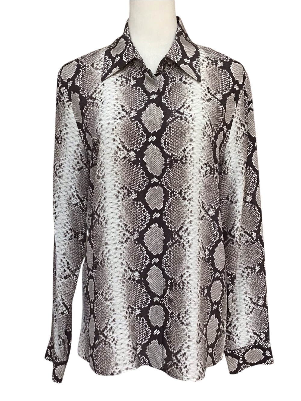 Michael Kors Collection Snakeskin Long Sleeve Button Up Blouse NEW